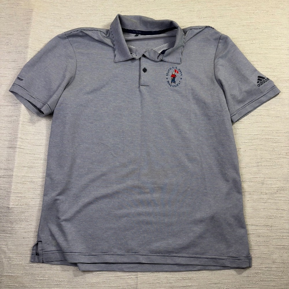 Adidas Mens 124th US Open‎ Pinehurst Staff Golf Polo Shirt Blue Striped M no tag
